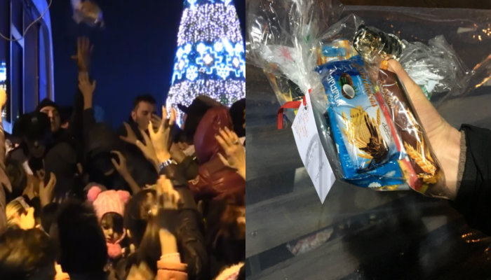 ზუგდიდში ბავშვები პრეზიდენტის საჩუქრების რიგში საათზე მეტ ხანს იდგნენ [ვიდეო]
