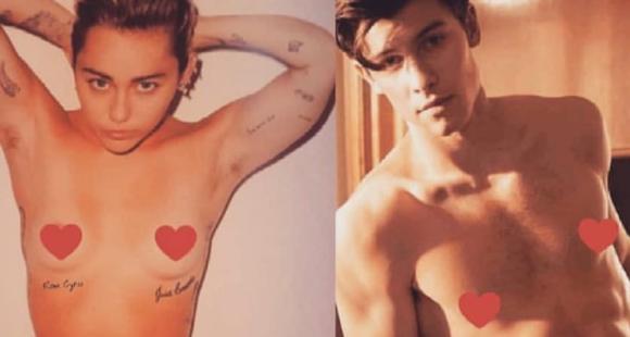 _Miley Cyrus shares her semi nude version of Shawn Mendes' Calvin Klein photo shoot; see pic (1)