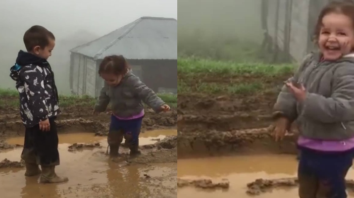 როგორ ერთობიან ტალახიან გუბეში პატარები – ვიდეო, რომელიც ბავშვობას გაგახსენებთ