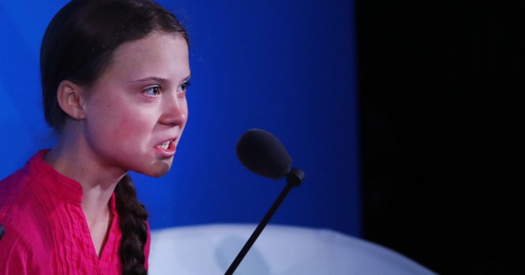 NEW YORK, NEW YORK - SEPTEMBER 23: Greta Thunberg speaks at the United Nations (U.N.) where world leaders are holding a summit on climate change on September 23, 2019 in New York City. While the U.S. will not be participating, China and about 70 other countries are expected to make announcements concerning climate change. The summit at the U.N. comes after a worldwide Youth Climate Strike on Friday, which saw millions of young people around the world demanding action to address the climate crisis. (Photo by Spencer Platt/Getty Images)