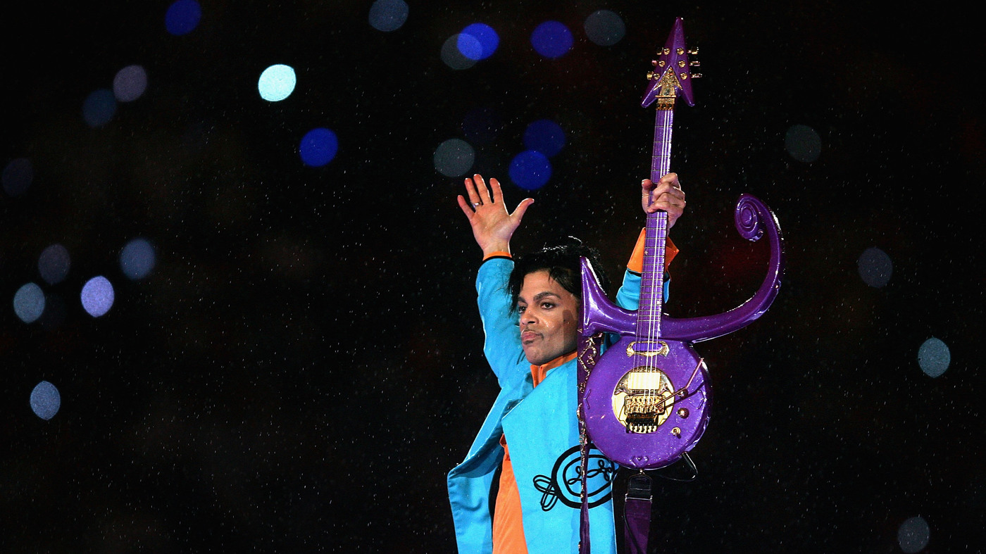 Prince performs during the halftime show at Super Bowl XLI  in 20