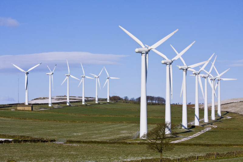 Wind turbines in windfarm