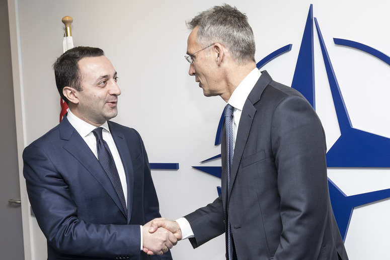 Left to right: Irakli Garibashvili (Minister of Defence, Georgia) with NATO Secretary General Jens Stoltenberg