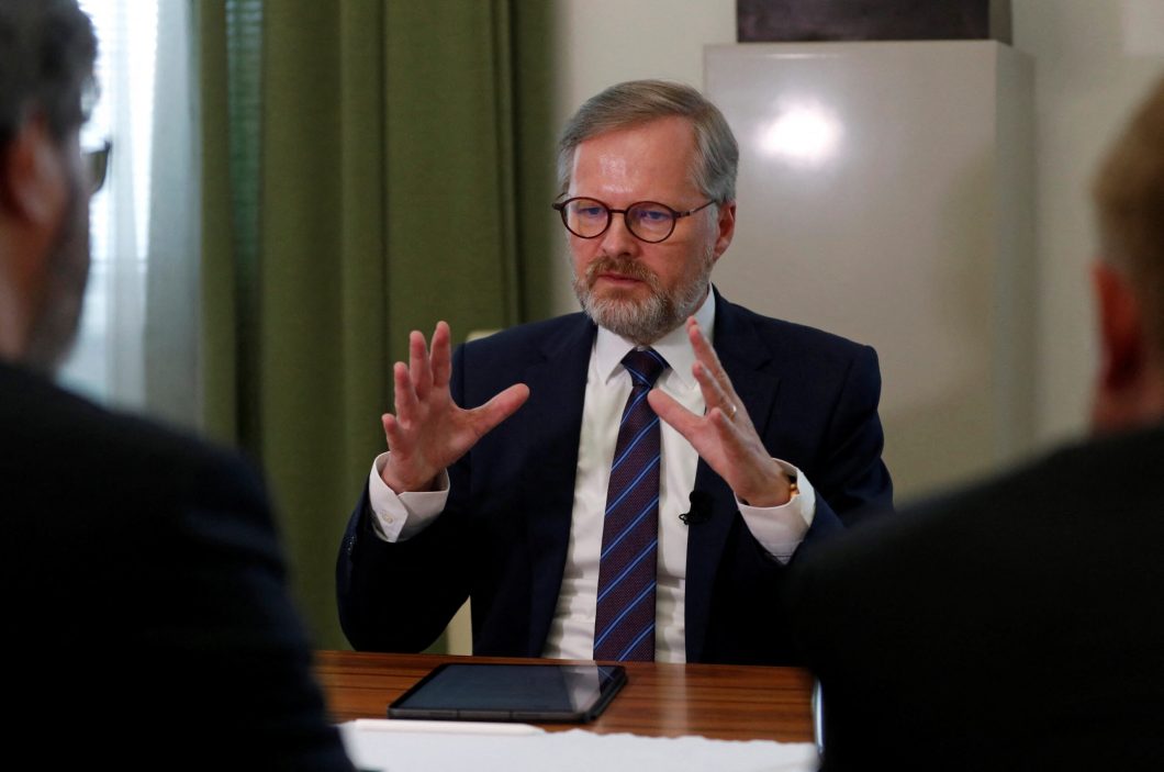 Czech Prime Minister Petr Fiala speaks during an interview with Reuters in Prague, Czech Republic, July 13, 2022. REUTERS/David W Cerny