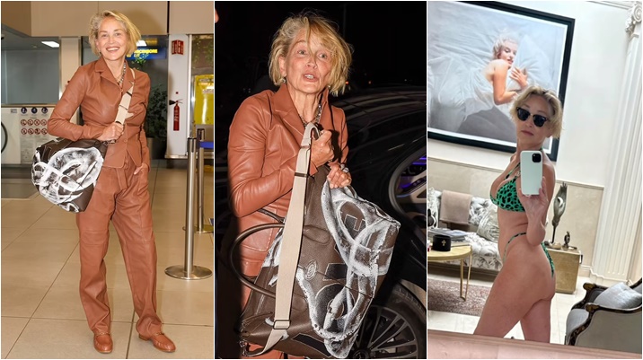 ერთი „ლუქი“ 16 000 დოლარად – 65 წლის შერონ სტოუნის შთამბეჭდავი გამოჩენა ტყავის ტანისამოსში